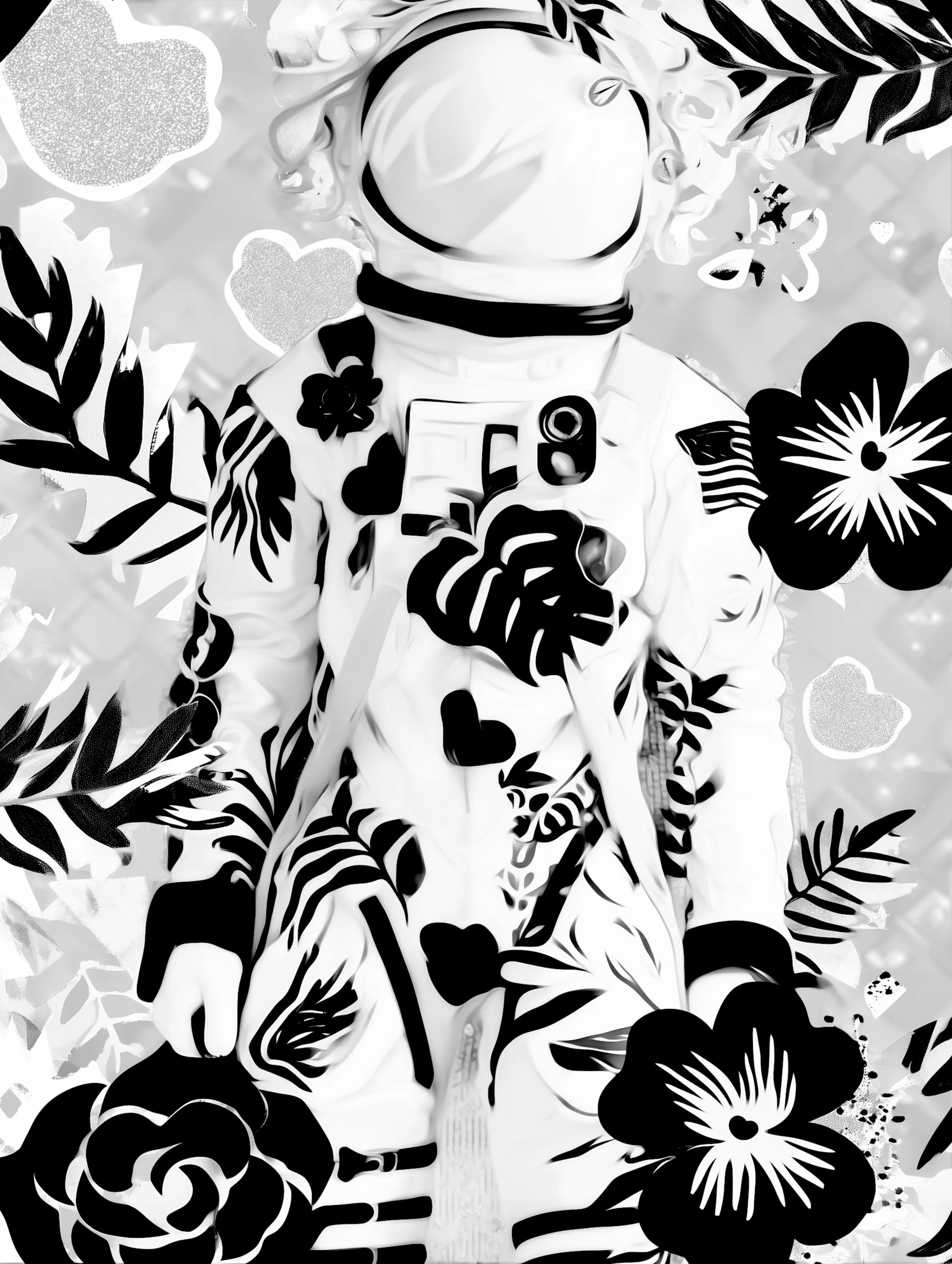 Free printable astronaut coloring pages for adults featuring tropical astronaut